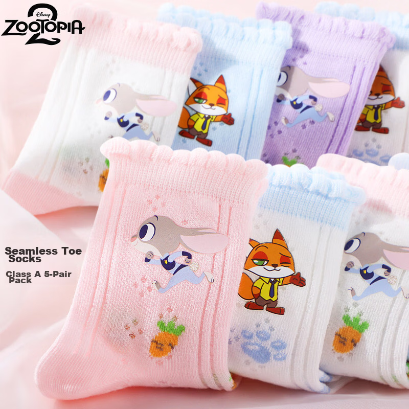 Disney Zootopia Girls Socks Spring Summer Thin Mesh Princess Judy Cotton Socks