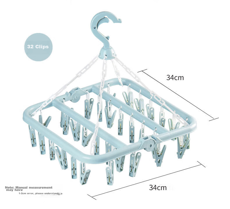 Grace 32-Clip Foldable Clothes Hanger Multifunctional Hanger for Adults and Children Underwear and Socks Clips 9