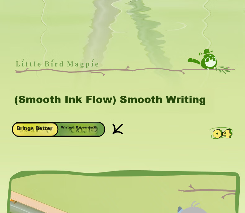 M&G Stationery Little Magpie EF Nib Fountain Pen Set (1 Fountain Pen + 2 Erasable Pure Blue Ink Cartridges, 3.4mm) Student School Writing Pen HAFP1759 Light Green 12