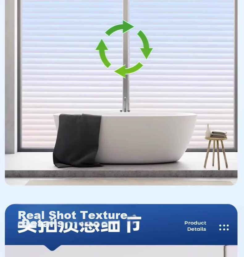 Jinlongxing Imitation Blinds Window Glass Privacy Film Bathroom Toilet Frosted Non-Transparent Light-Transmitting 0.45x2m 12