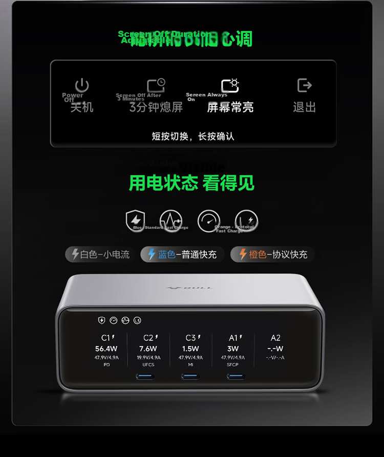 BULL 140W Desktop Charging Station USB Socket Digital Display Power Strip Overload Protection Compatible with Xiaomi Apple iPhone Smart Super Charging Station Pro 3C2A 10