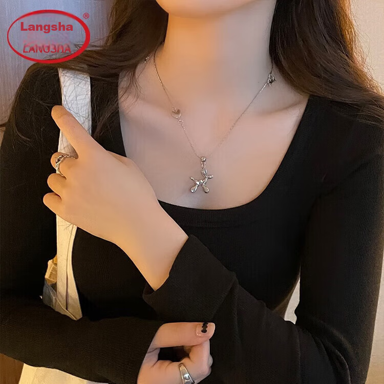 LangSha Women's Square Neck Base Layer Shirt Autumn Winter 2025 Thickened Fleece Ribbed Long Sleeve Slim Fit Antibacterial Mite-Resistant Inner Top
