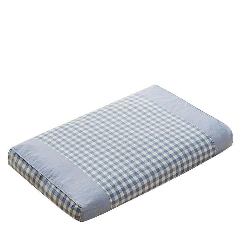 Aiwei Children's Pillow Full Cotton Pillowcase Buckwheat Pillow Cervical Pillow Single Pack Light Blue 20*50cm