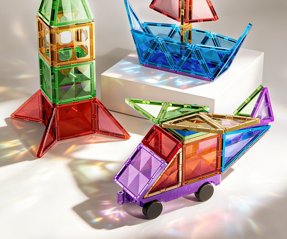 Xinge Color Window Magnetic Tiles Children's Toy Boys 3-6 Years Magnetic Building Blocks Educational Early Learning 1-3 Years Birthday Gift 10