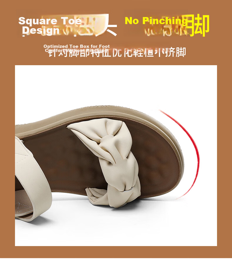 Warrior Mom Sandals New 2026 Fashion Wedge Mid-Aged Soft Sole Pregnant Women Thick Mid-Heel Women's Shoes 0842 Beige Size 37 5