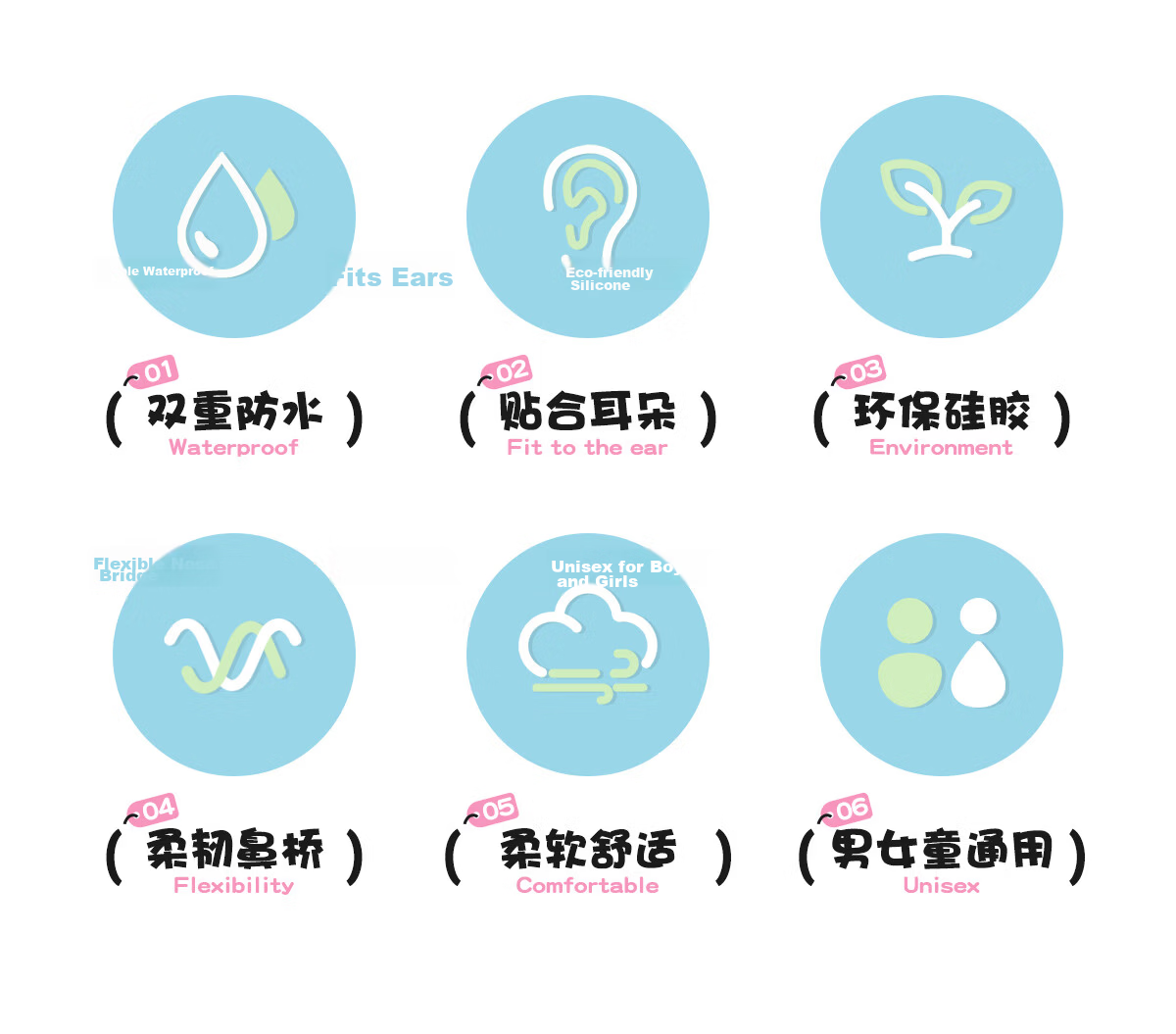 361° Kids Nose Clip and Earplug Set for Boys and Girls, Anti-Slip Nose Clip and Waterproof Earplugs for Beginner Swimmers, Diving Gear 4