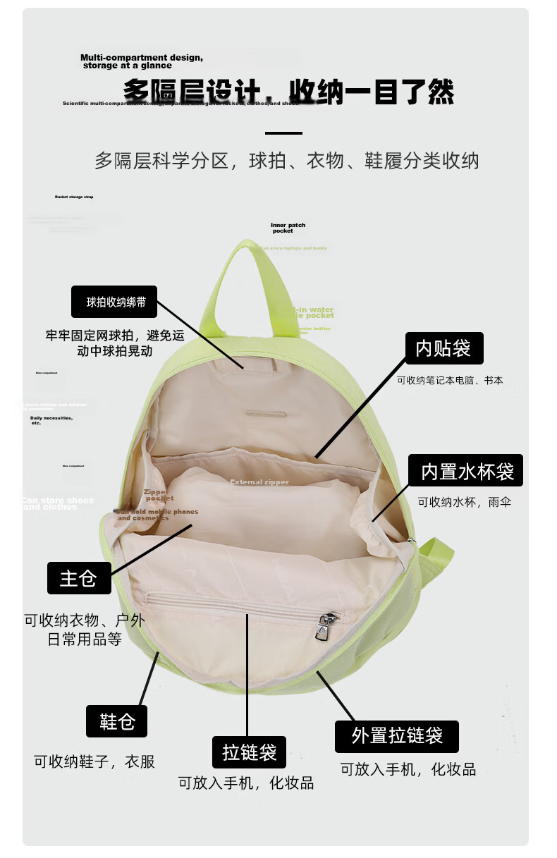 HEAD Casual Sports Bag Lightweight Versatile Tennis Bag Wimbledon Badminton Large Capacity Backpack Pickleball Racket Bag 10