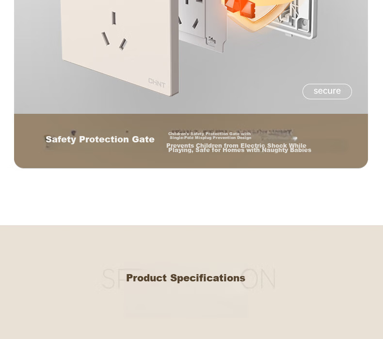 CHNT Switch Socket No-Paint Cream Style Large Panel Concealed Socket X1M Three-Hole 16A Socket Cheese Yellow 31