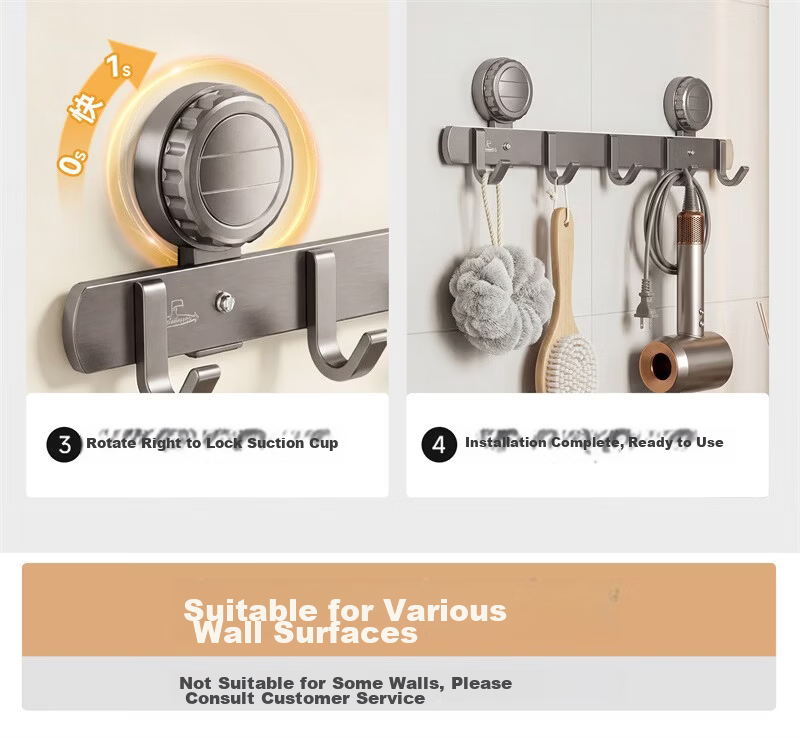 Submarine Suction Cup No-Drill Space Aluminum Hook Strong Waterproof Bathroom Adhesive Hook Clothes Hanger Over Door Coat Rack 23