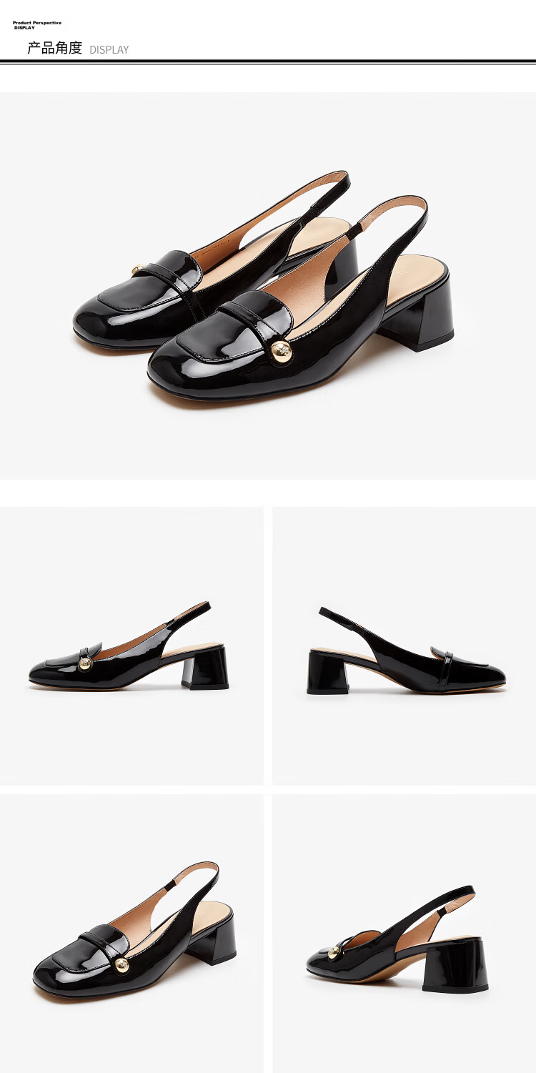 Le Saunda Elegant Commuter Round-Toe Backless Sandals Women 5M49401 Black BKP Size 35 9