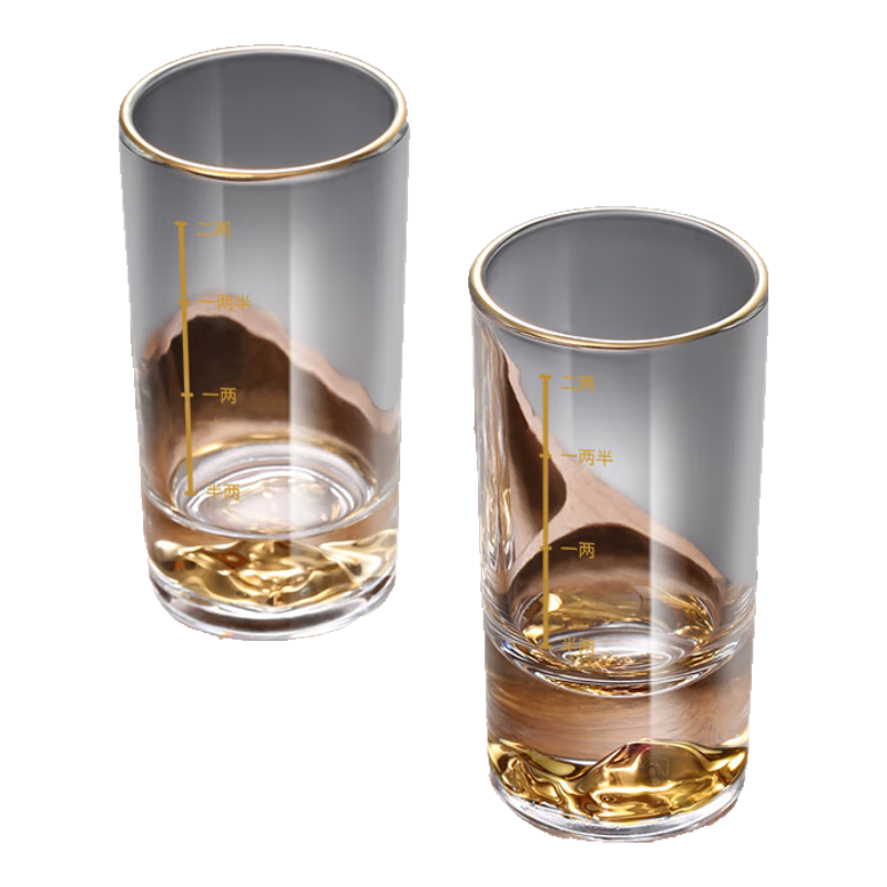 Baijie Baijiu Glass Jinshan 2 Liang Baijiu Glass Set of 2 100ml Small Liquor Cups