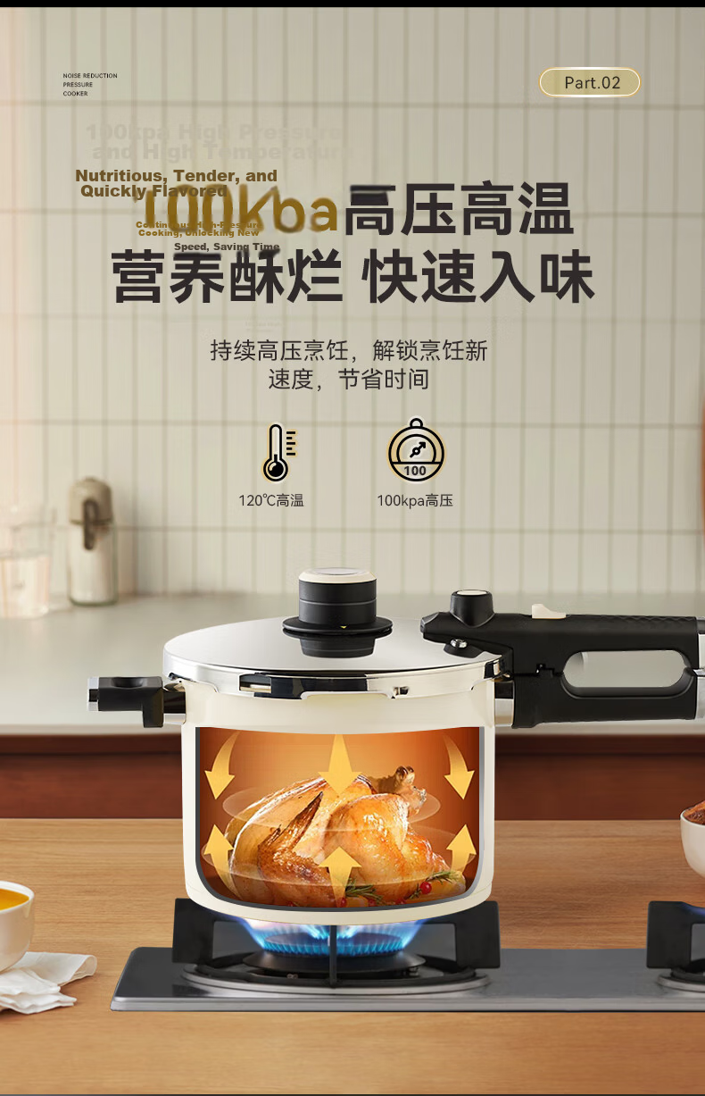 Kims Cook Anxin Series Pressure Cooker 4.5L Yellow Multi-Functional High-Pressure Safety Explosion-Proof Noise-Reducing Automatic Pressure Release Pot 4