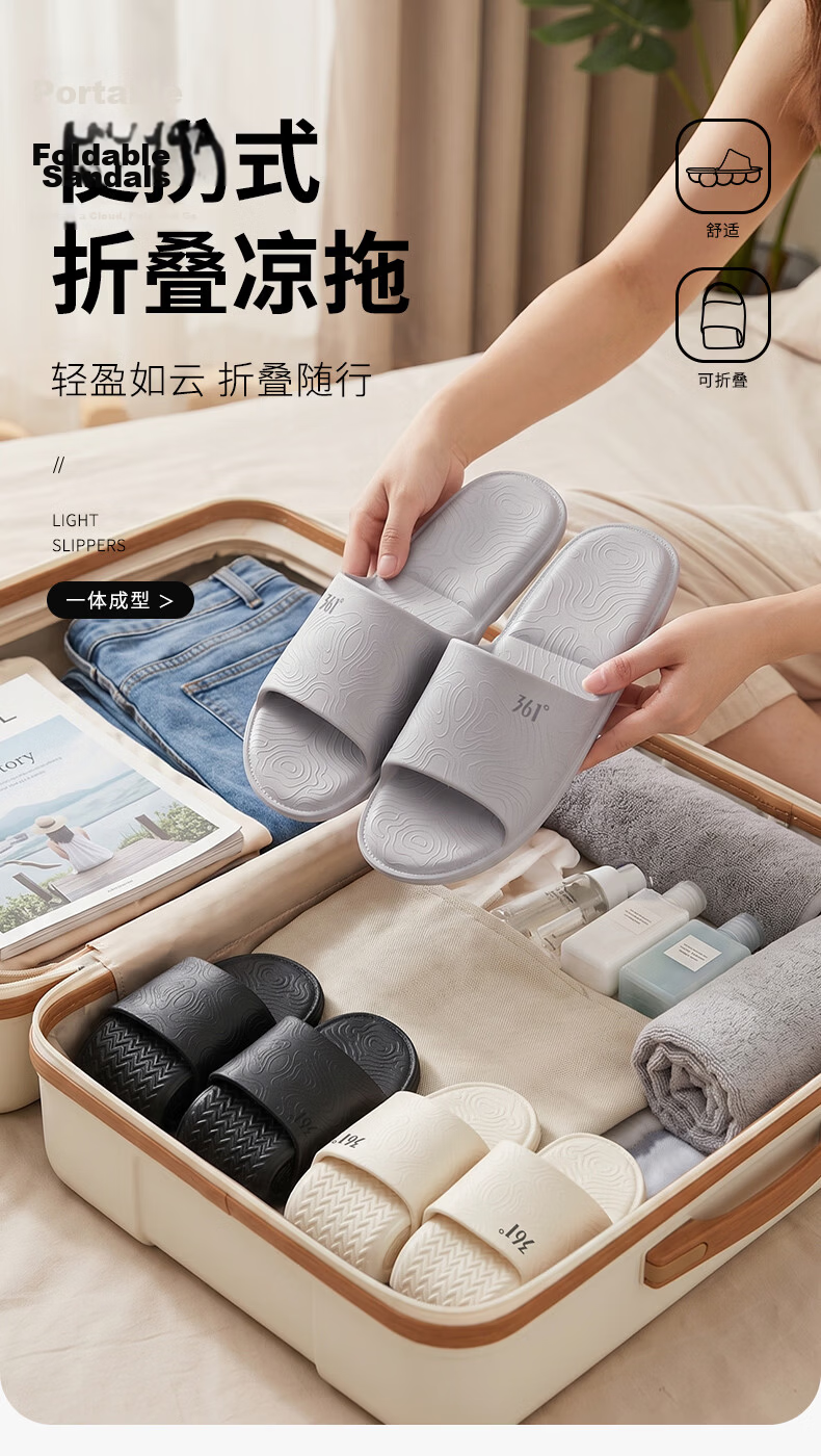 361° Couple Hotel Business Travel Portable Slippers Non-Slip Lightweight EVA Home Slippers Simple Foldable Travel Slippers 1