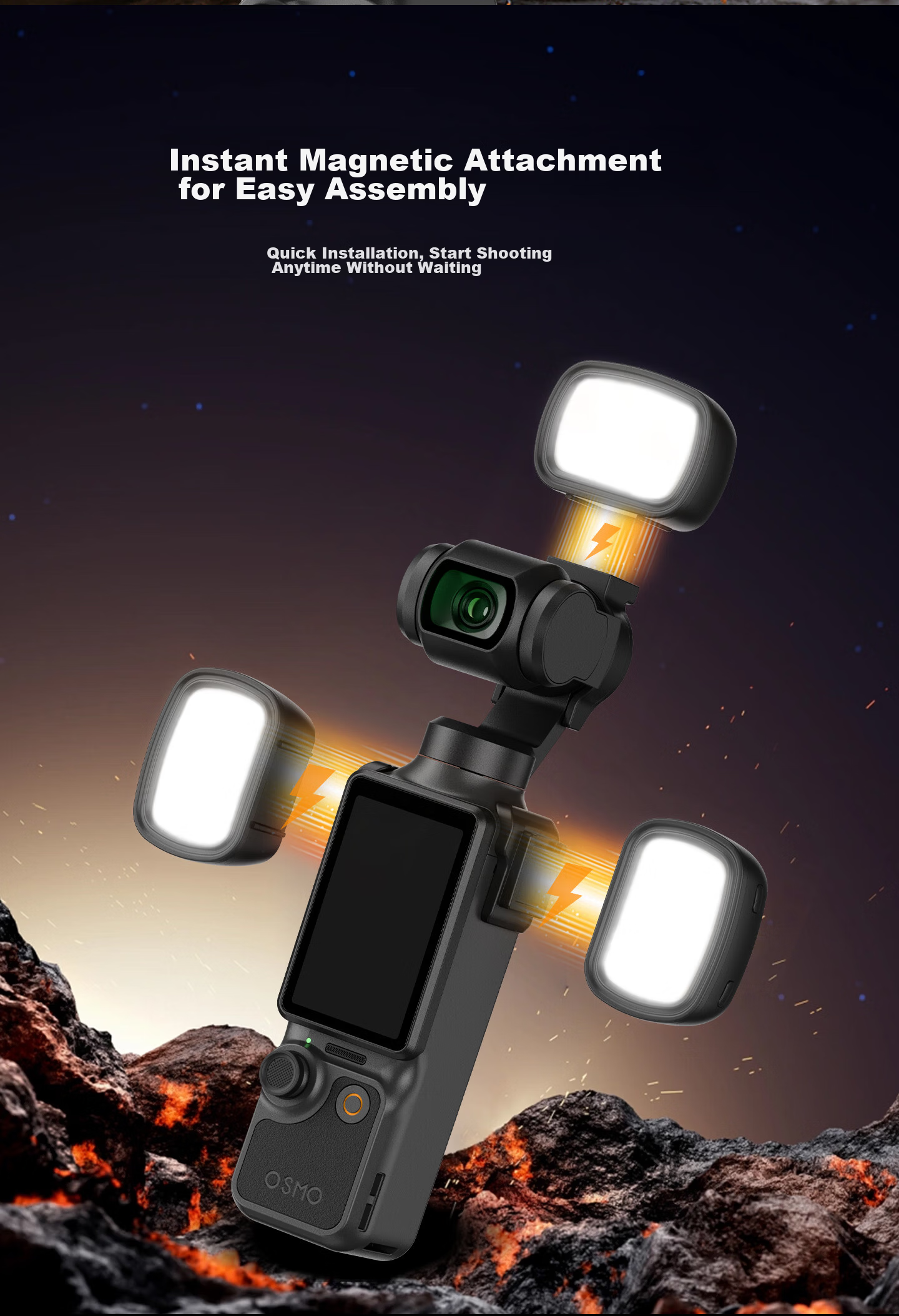 JJC Magnetic Fill Light for DJI Pocket 4, Magnetic Lighting Accessory for DJI Osmo Pocket Gimbal Action Camera, Vlog Shooting Portable Mini Pocket Light 3
