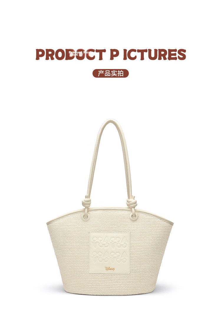 Disney Women's Fashion Woven Bag Vacation Straw Shoulder Tote Birthday Gift 2026 New Underarm Bag 10