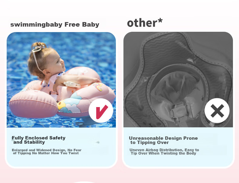 SwimmingBaby New Thickened Inflatable Underarm Sunshade Anti-Tip Swimming Float Ring for 2-Year-Old Baby Girls 9