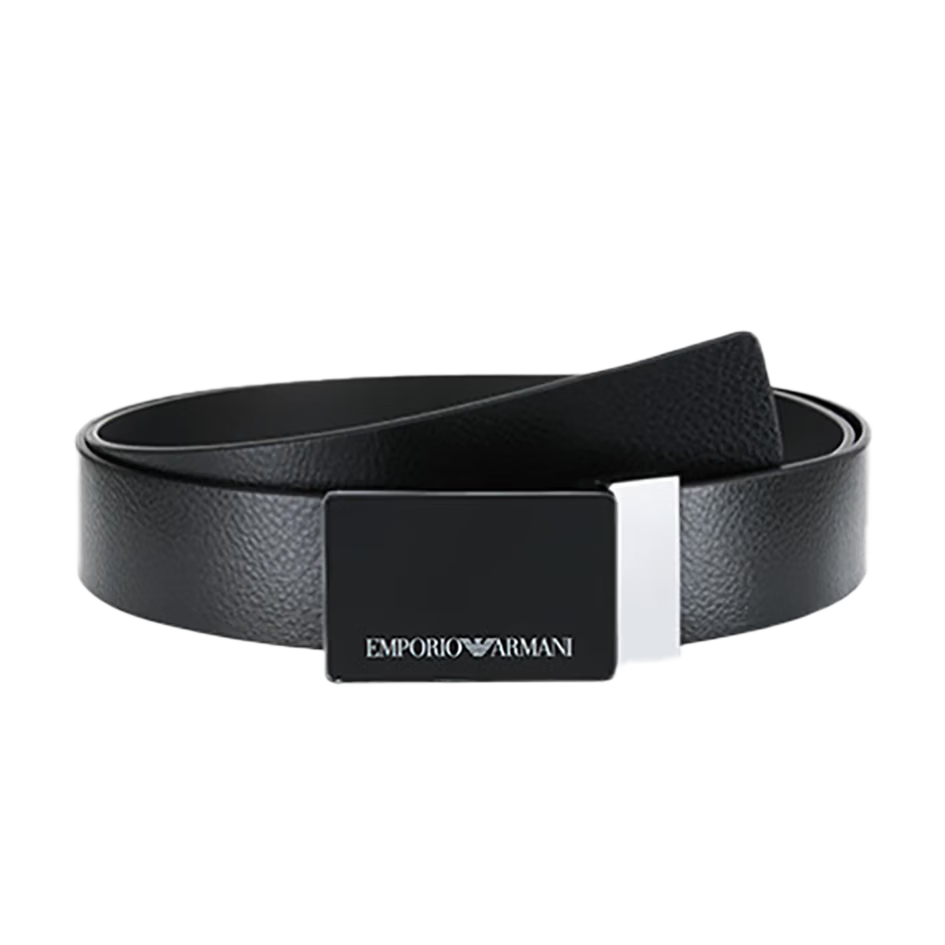 ARMANI Men's Black Leather Pin Buckle Belt Y4S427 YTU7J 84372 Black One Size