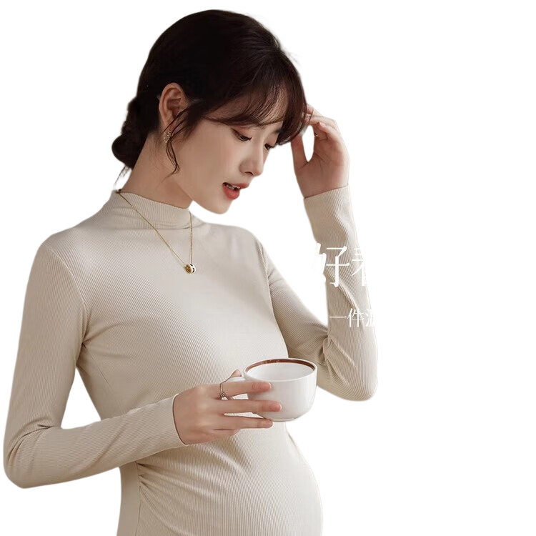 LangSha Maternity Turtleneck Base Layer for Women, Fall/Winter 2025 New Product, Inner Wear, 7A Antibacterial And Anti-Mite, Fleece-Lined, Warm Maternity Top