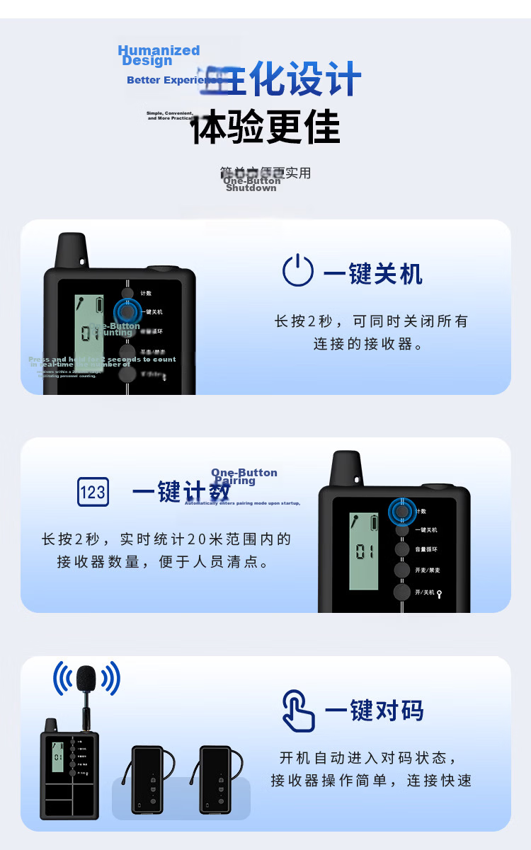 Newman Wireless Tour Guide System Multi-Channel Interpreter Headset On-Site Explanation Equipment Government Business Reception Scenic Tour One-to-Many Single Transmitter NM-JS04R 8