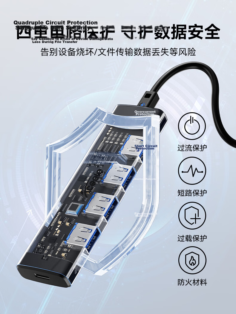 ACEELE USB 3.0 4-Port High-Speed Hub Type-C Power Delivery Splitter 4-in-1 Converter Plug and Play Smooth Aluminum Case Gray 0.2m 8