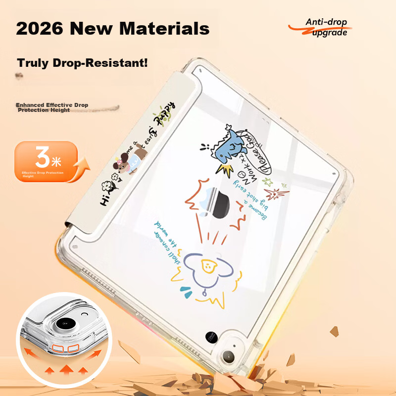 Uston Compatible Apple iPad 9 Case iPad 8 Cover 2021 Model Full Protection Soft TPU 10.2 Inch Airbag Shockproof Acrylic Anti-Bend Tablet Case 5