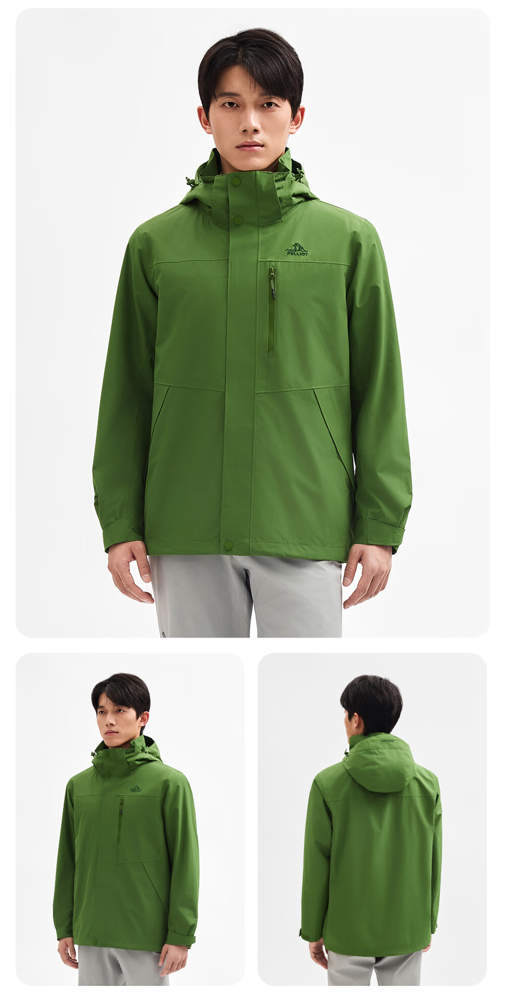 Pelliot Mountain Classic 2.0 3-in-1 Waterproof Jacket Unisex Spring Autumn Warm Coat Jacket 11340105 Blue S 23