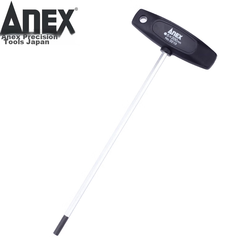 ANEX Imported T-Handle Extended Metric Hex Key No.3210 T-Type Flat Head Wrench H5.0x200mm