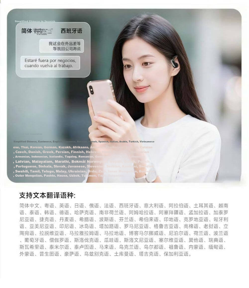 Chengao Clip-On Bluetooth Earphones AI Translation Open-Ear Sports Running Cycling Ear Hook Long Battery Life Noise Cancelling Gaming Low Latency Universal G13Pro Black 36