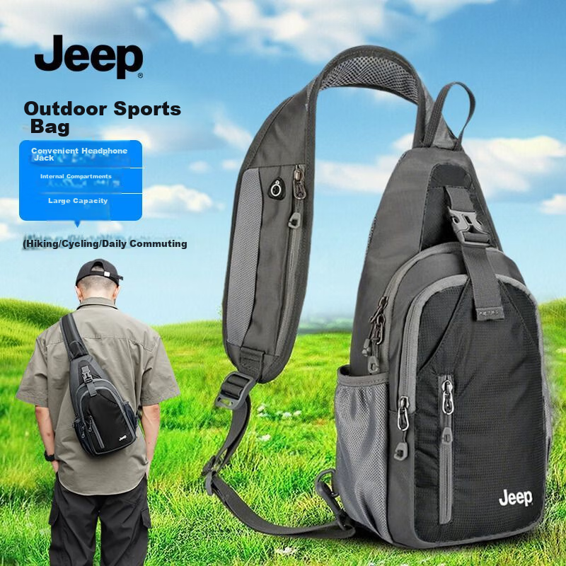 JEEP Men's Crossbody Bag 2026 New Large Capacity Sports Outdoor Small Lightweight Commuter Shoulder Chest Bag