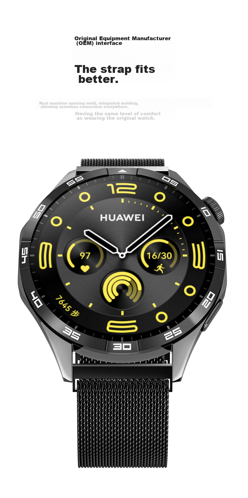 CangHua Compatible with Huawei Watch GT7 Strap, Suitable for GT6Pro/GT5/GT4/GT3/GT2/Watch6/5/4Pro/3/3Pro/Buds, Milanese Metal Magnetic Watch Band, Black 9