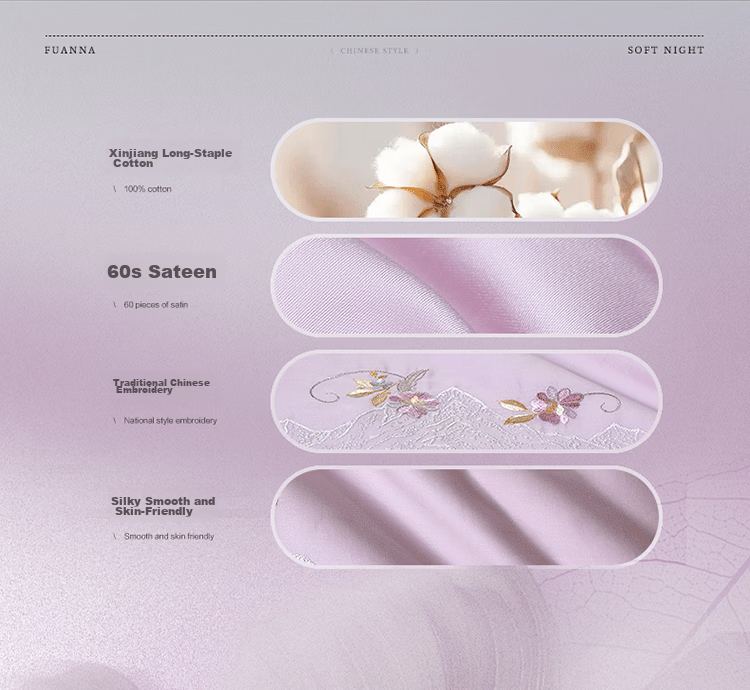 Fuanna 60S Long-Staple Cotton Embroidered 4-Piece Bedding Set 100% Cotton Sheet and Duvet Cover Double Extra Large 230*229cm Mountain Scenery 2