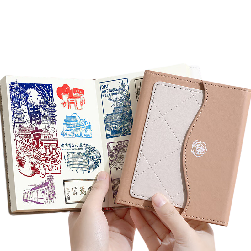 Faramon Travel Stamp Collection Notebook A5 Handbag Stamp Book Museum Stamp Album Travel Record Blank Notebook Check-In Journal Scenic Spot Visit Book Khaki Color