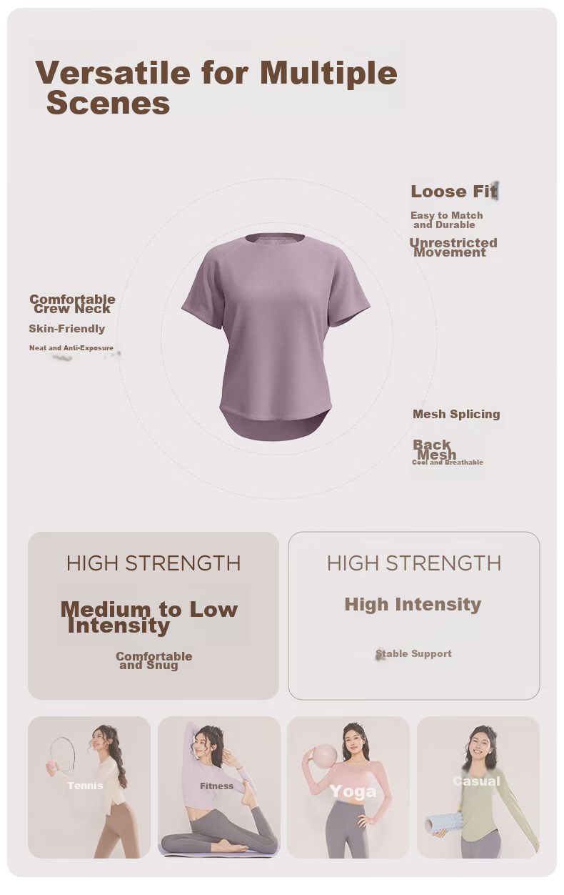 MULINSEN Women's Running Sports Set Yoga Wear Spring Summer Casual Fitness Pilates Short Sleeve Two-Piece Shorts Slim Fit 2