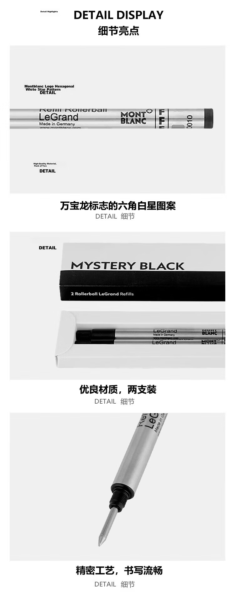 Montblanc Meisterstück 162 Fountain Pen Black Ink Cartridge F Nib 2-Pack 128224 Gift Set 3