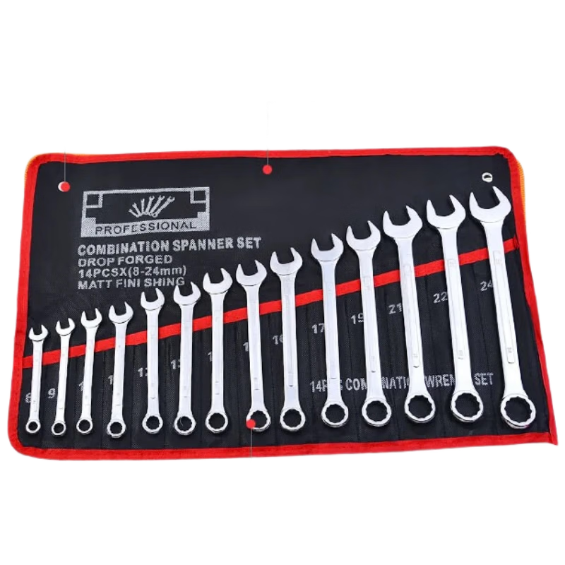 Chuke Wrench Set 15-Piece Open-End and Combination Repair Tools 8mm-24mm Automotive Repair Hardware Double-Use Wrenches