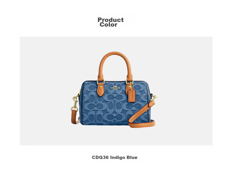 COACH Women's ROWAN Small Shoulder Bag Crossbody Bag Indigo CDQ36 Gift 3