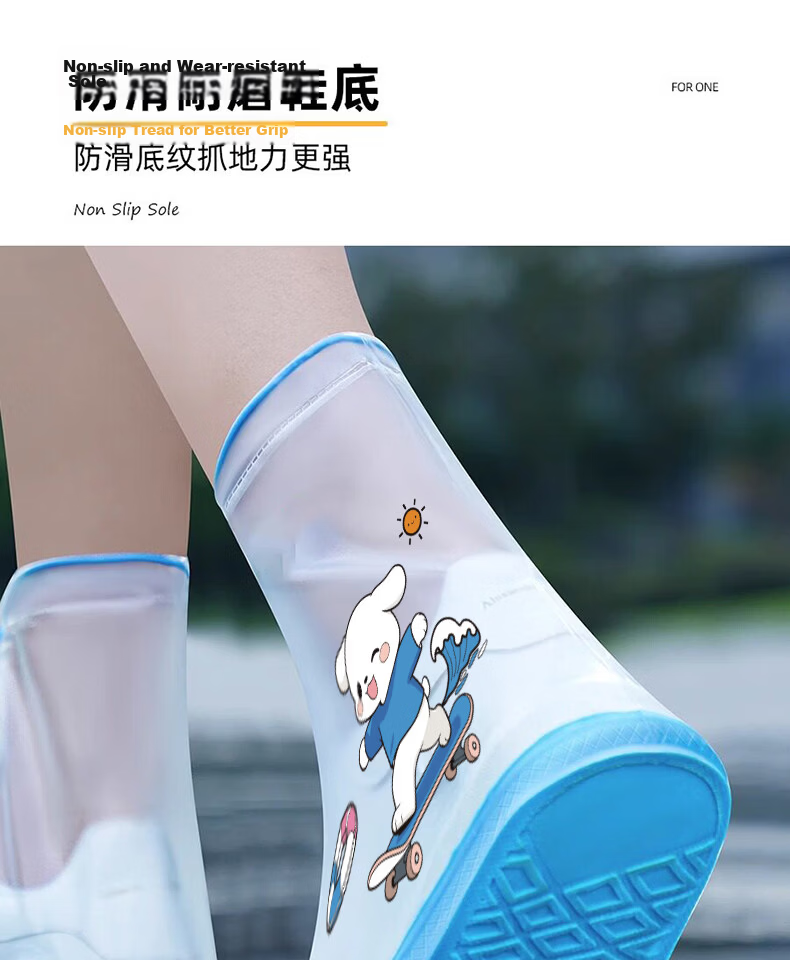 BWNK Thickened Non-Slip Sole + Double Waterproof + Adjustable Elastic Opening + Large Opening Easy Wear Blue 2XL 4