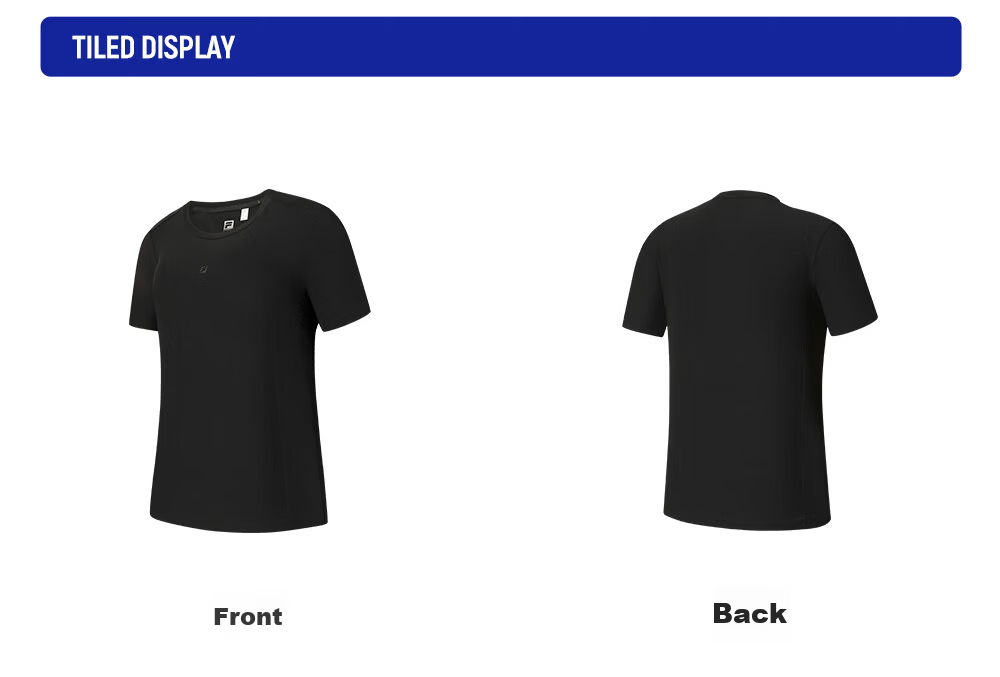 FILA Official Women's Knitted Short Sleeve Shirt 2026 Summer New Fitness Sports Patchwork Crew Neck Black T-Shirt 15
