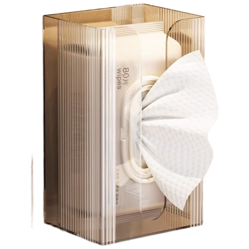 MUYA Tissue Box Large Capacity No Drilling Wall-Mounted Transparent Storage Box for Bathroom and Kitchen, Horizontal and Vertical Installation