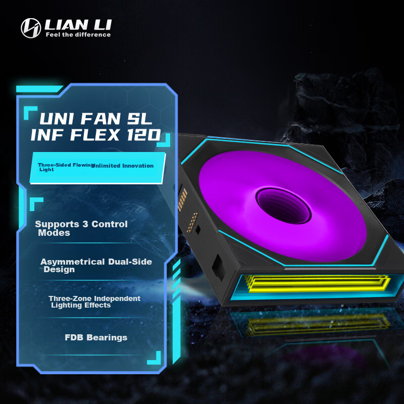 LIANLI SL INF FLEX 5th Gen Modular Fan Unbounded Edition Single Unit/120mm Black Standard Blade
