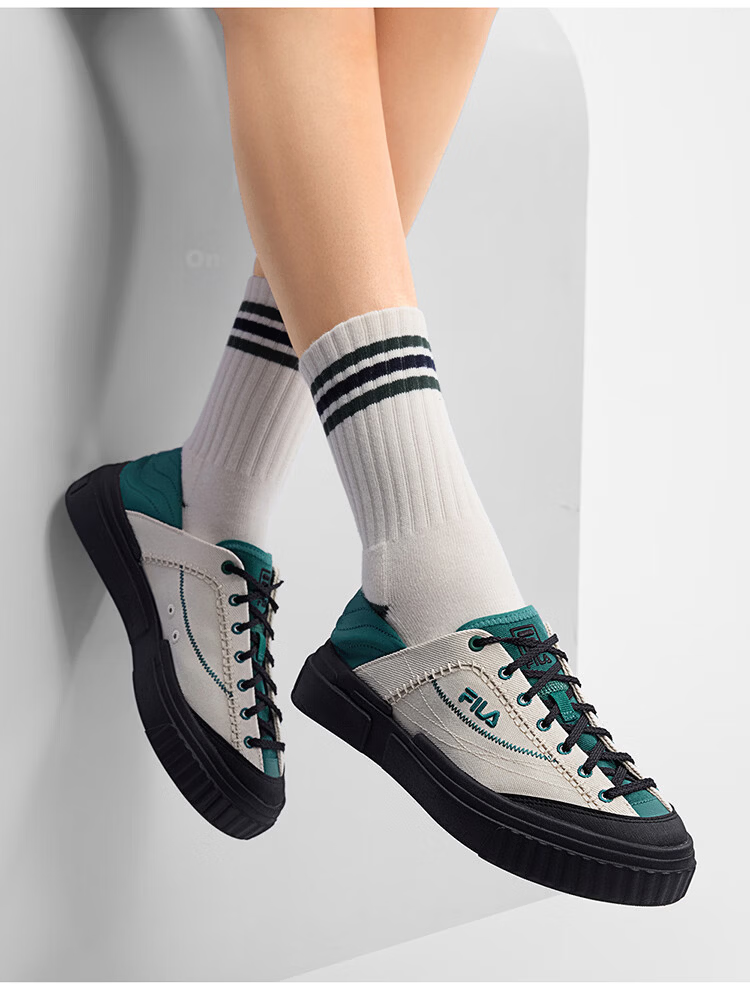FILA LOOP 1S Women's Canvas Shoes Colorful Terraced White Slip-On Spring Summer Casual 44