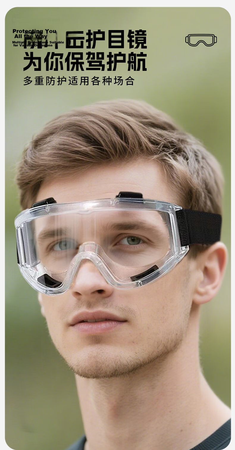Mandelay Protective Goggles Dustproof Safety Glasses Industrial Cutting Splash-proof Anti-fog Windproof Drifting Eyewear for Nearsighted Users 1