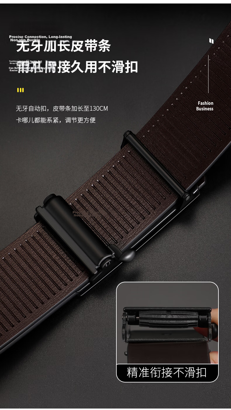 HOCR Men's Genuine Leather Automatic Buckle Casual Belt Real Cowhide Waist Belt Gift 8