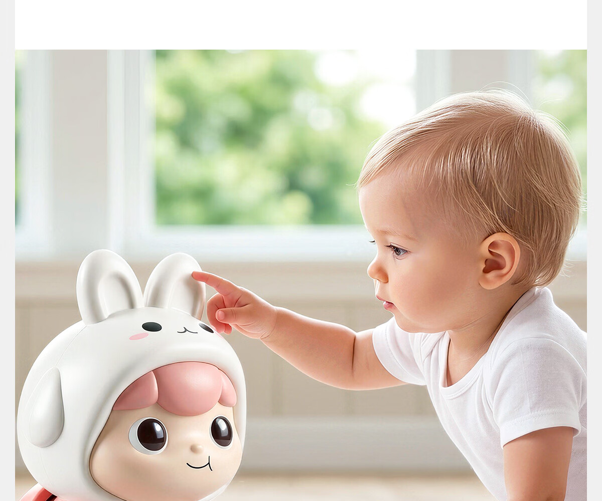 Dimoarch Baby Electric Crawling Toy, Fun Infant Learning to Crawl Early Education Enlightenment Crawling, Newborn Head-Lifting Training Rabbit Pink 10