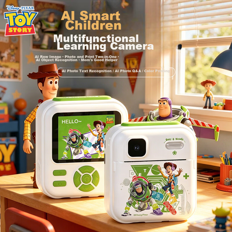 Disney AI Learning Camera Color Instant Print Camera for Kids AI Object and Character Recognition Photo Doodle Birthday Gift 64GB Buzz Lightyear Edition