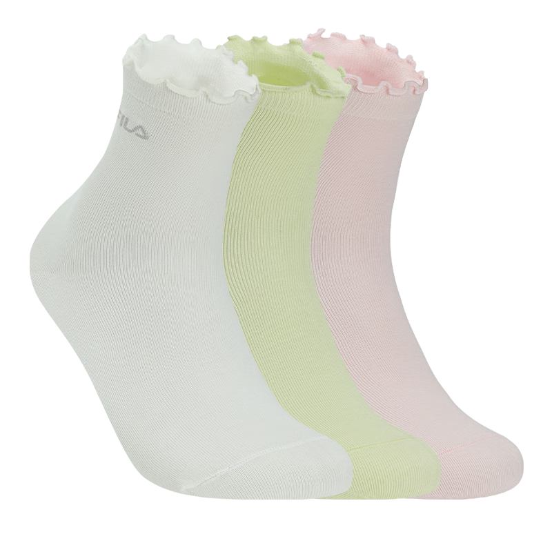 FILA Official Women's New Mid-Waist Socks Set Sports Socks Comfortable Antibacterial Mid-Calf Socks 3 Pairs Pack