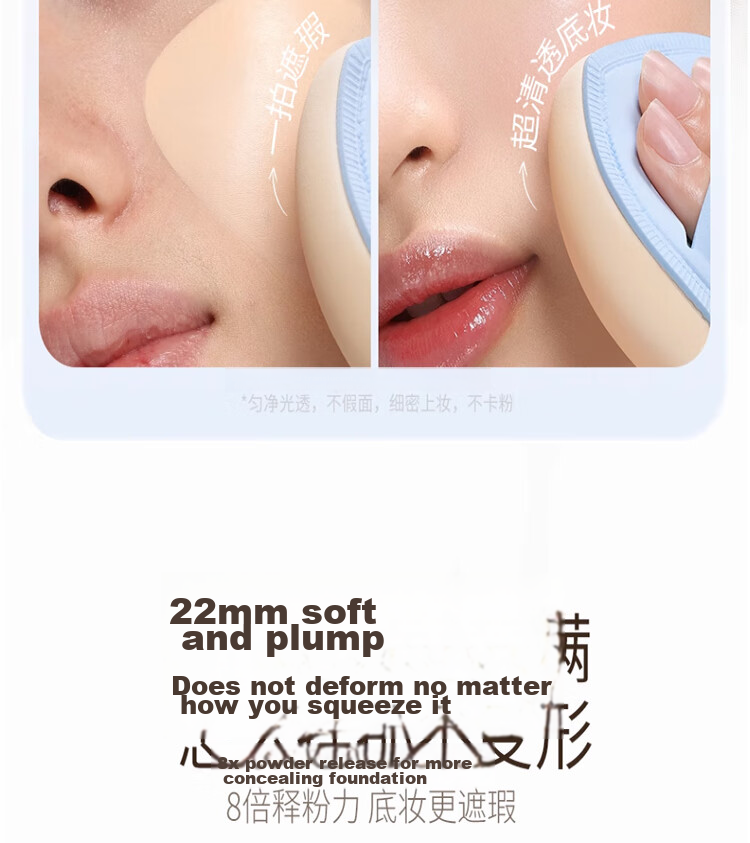 Goodi Big Fatty Cotton Candy Cushion Puff Large Makeup Sponge Dual-Use for Foundation Liquid, Dry and Wet, Non-Powder Absorbing 10