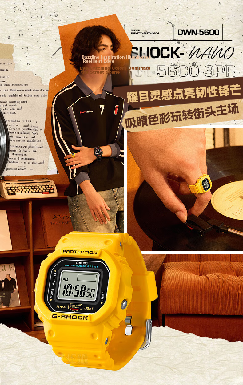CASIO Unisex Adjustable Mini Square Digital Wristwatch Trendy Ring Style DWN-5600-1 Birthday Gift 5