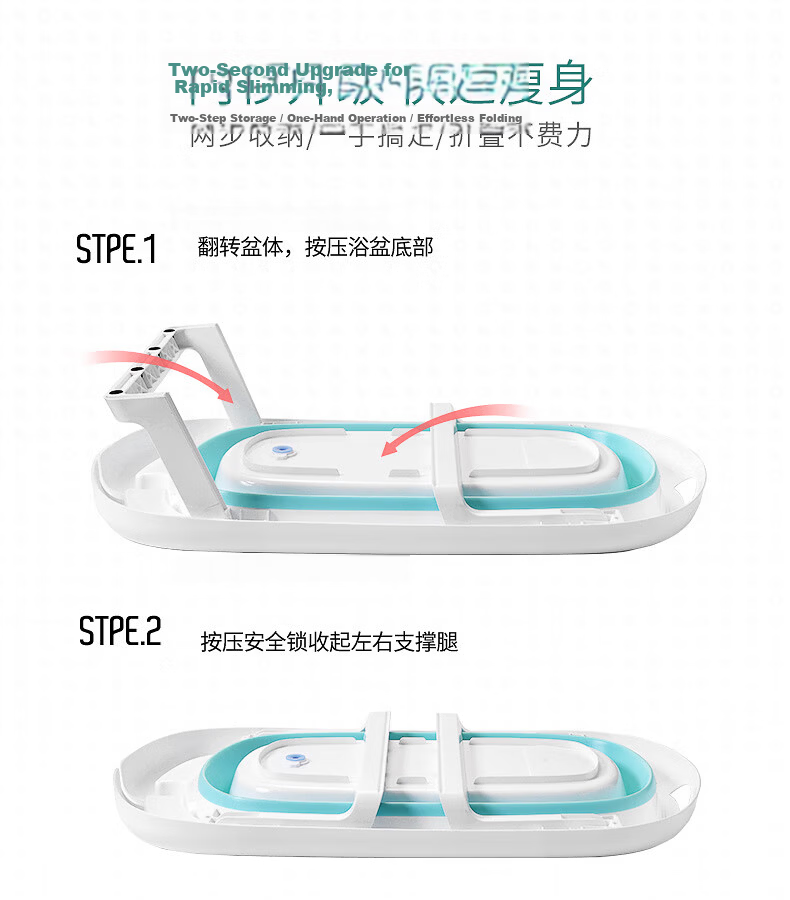 Rikang Baby Folding Bath Tub Children's Bath Basin with Bath Bed, Mat, and Net X1033-3 Mist Blue 3