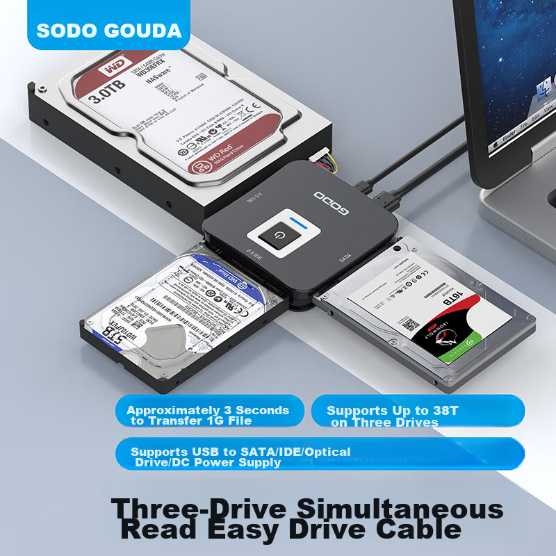 GODO Mechanical Hard Drive Converter Mobile SATA Easy Drive Cable 3.5 Inch IDE to USB 3.0 External Expansion Enclosure for Desktop Laptop Old SSD